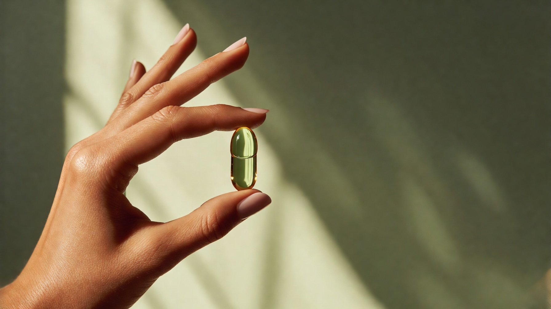 A single capsule held in daylight